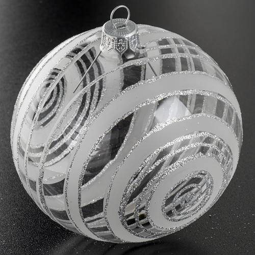 Christmas bauble, silver and transparent glass 10cm 2