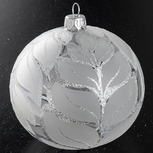 Bola árvore Natal vidro transparente opaco folhas 10 cm 2