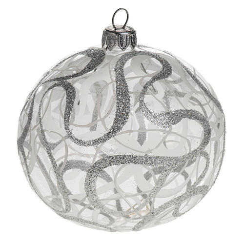 Christmas bauble in transparent glass with decorations 10cm 1