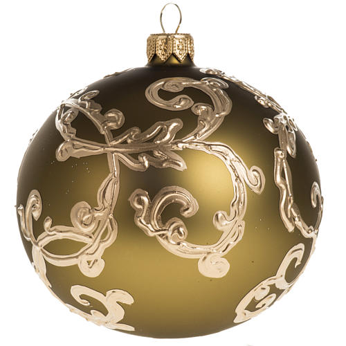Christmas bauble in gold glass with decorations 10cm 1