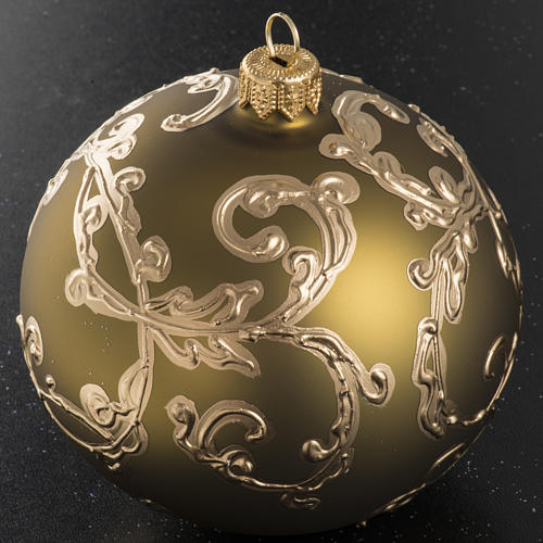 Christmas bauble in gold glass with decorations 10cm 2