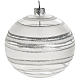 Christmas bauble, transparent and white with stripes 10cm s1