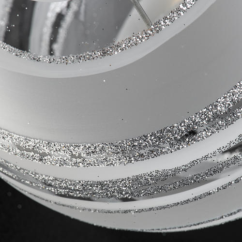 Bola de Navidad vidrio transparente blanco rayas 10 cm. 3