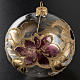 Christmas bauble, transparent glass and purple flower 10cm s2