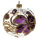 Christmas bauble, transparent glass and fuchsia flower 10cm s1