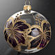 Christmas bauble, transparent glass and fuchsia flower 10cm s2