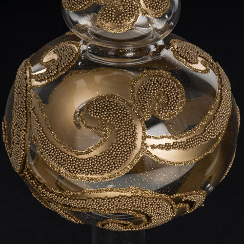 Puntale per albero di Natale vetro trasparente oro dipinto 4