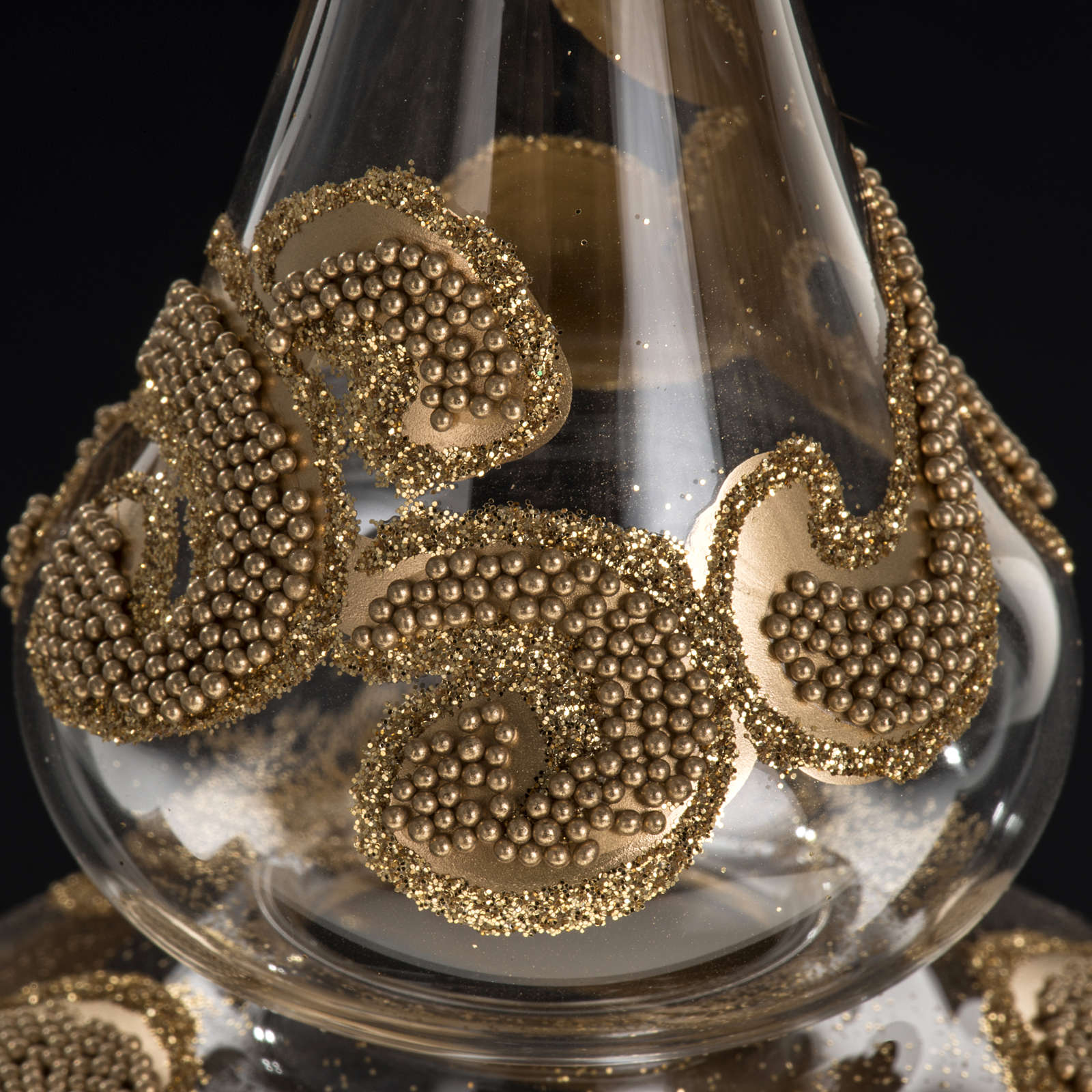 Blown glass tree topper, hand decorated in gold online sales on