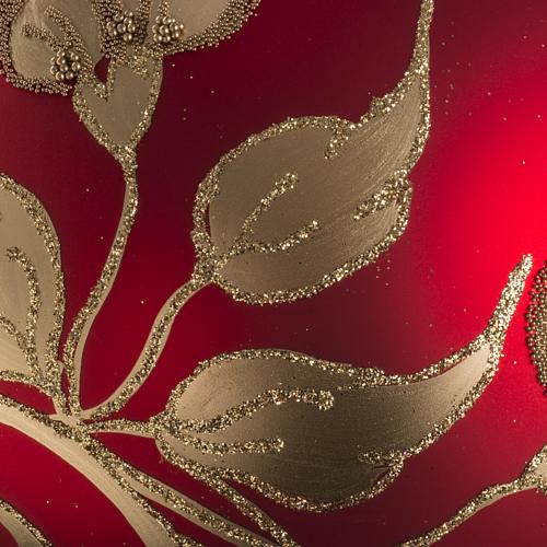 Boule de Noel verre soufflé rouge décors or 15cm 4
