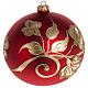 Christmas bauble, red blown glass and gold decorations 15cm s1