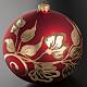 Christmas bauble, red blown glass and gold decorations 15cm s2