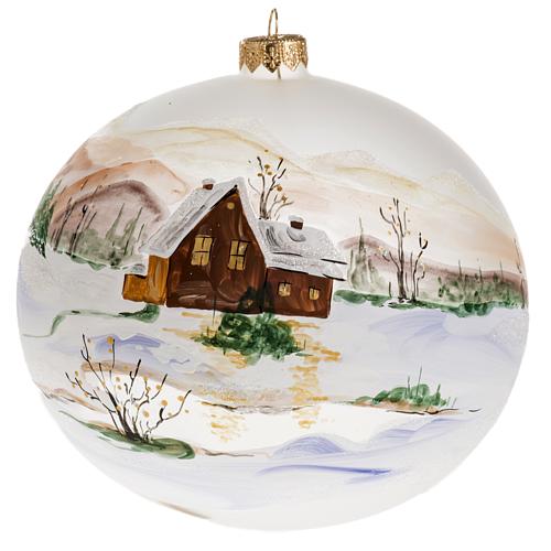 Boule de Noel verre soufflé paysage enneigé 15 cm 1