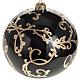 Christmas bauble, black blown glass and gold decorations 15cm s1