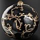 Christmas bauble, black blown glass and gold decorations 15cm s2