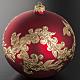 Christmas bauble, red blown glass and gold decorations 15cm s2