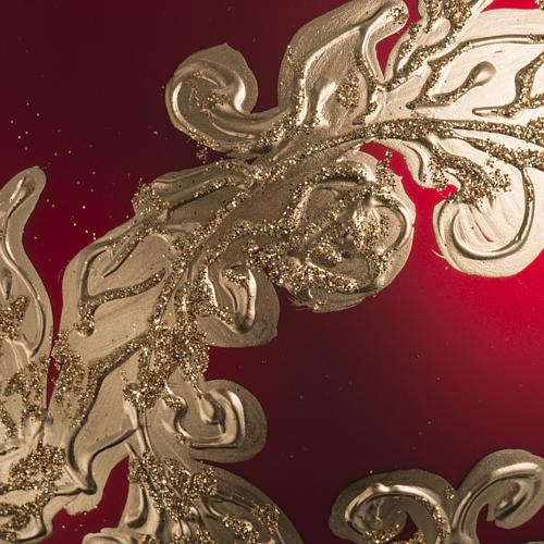 Boule de Noel verre rouge décorations or 15cm 3