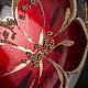 Christmas bauble, transparent blown glass and red gold flowers 1 s3