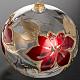 Palla Natale vetro soffiato trasparente fiori rossi oro 15 cm s2