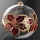 Christmas bauble, transparent blown glass and red flowers 15cm s2