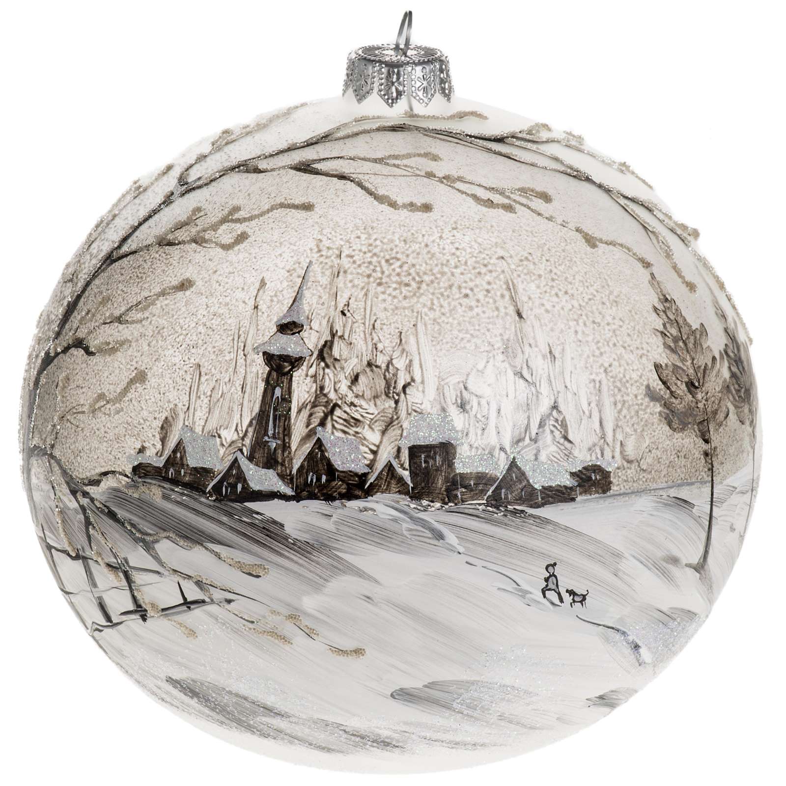 Boule de Noel paysage peint à la main 15 cm  vente en ligne sur HOLYART