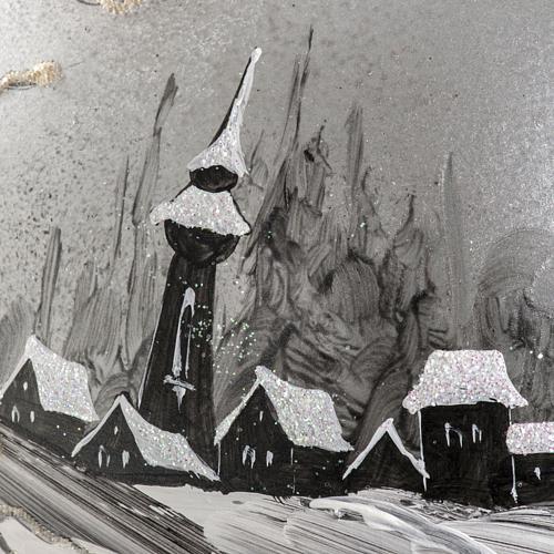 Palla Natale vetro soffiato paesaggio dipinto a mano 15 cm 3