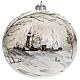 Palla Natale vetro soffiato paesaggio dipinto a mano 15 cm s1