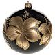 Christmas bauble, black blown glass and golden flower 15cm s1