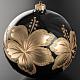 Christmas bauble, black blown glass and golden flower 15cm s2
