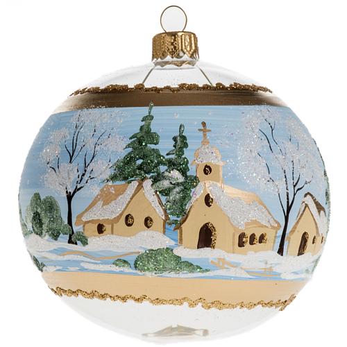 Tannenbaumkugel Glas Landschaft mit Schnee, 10cm 1