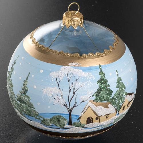 Tannenbaumkugel Glas Landschaft mit Schnee, 10cm 2