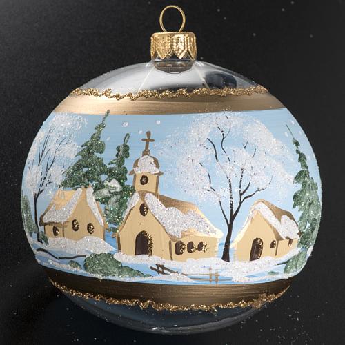 Tannenbaumkugel Glas Landschaft mit Schnee, 10cm 3