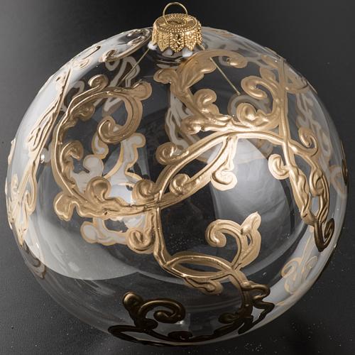 Boule de Noel verre soufflé transparent décor 15cm 2