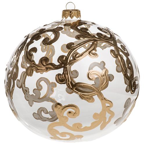 Christmas bauble, transparent blown glass with decorations 15cm 1