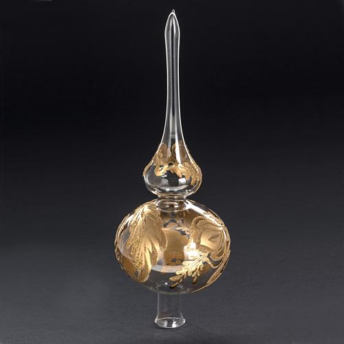 Puntale albero Natale vetro trasparente dipinto a mano 2