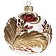 Palla Natale vetro trasparente fiore rosso oro 8 cm s1