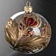 Palla Natale vetro trasparente fiore rosso oro 8 cm s2