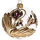 Christmas bauble, transparent glass with fuchsia gold flower 8cm s1