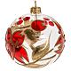 Christmas bauble, transparent glass with red gold flower 8cm s1