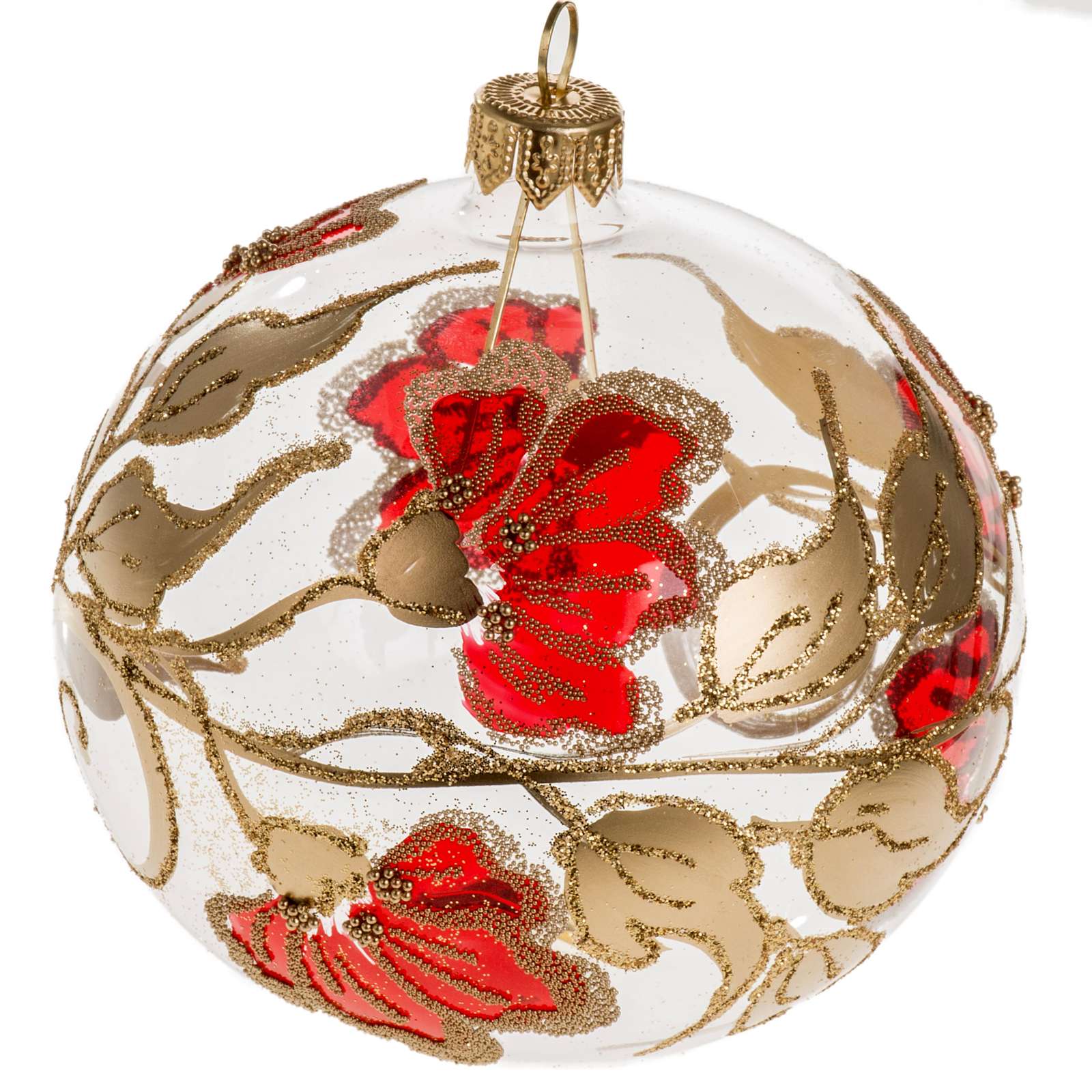Boule de Noel transparente décorations rouges 10 cm | vente en ligne