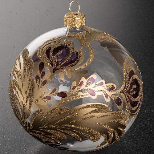 Palla Natale vetro trasparente decorazioni fucsia 10 cm 2