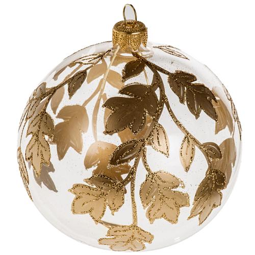 Bola de navidad vidrio transparente decoraciones doradas 10 cm. 1