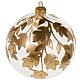 Christmas bauble, transparent glass with gold decorations 10cm s1