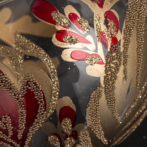 Bola de navidad vidrio transparente con flor roja dorada 6 cm. 3