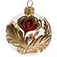 Bola de navidad vidrio transparente con flor roja dorada 6 cm. s1