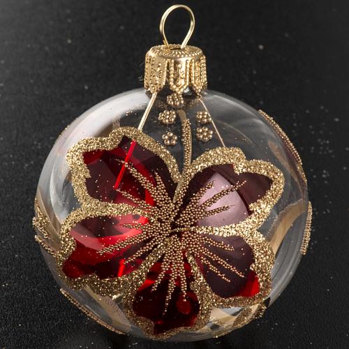 Bola de navidad vidrio transparente con decoración roja 6 2