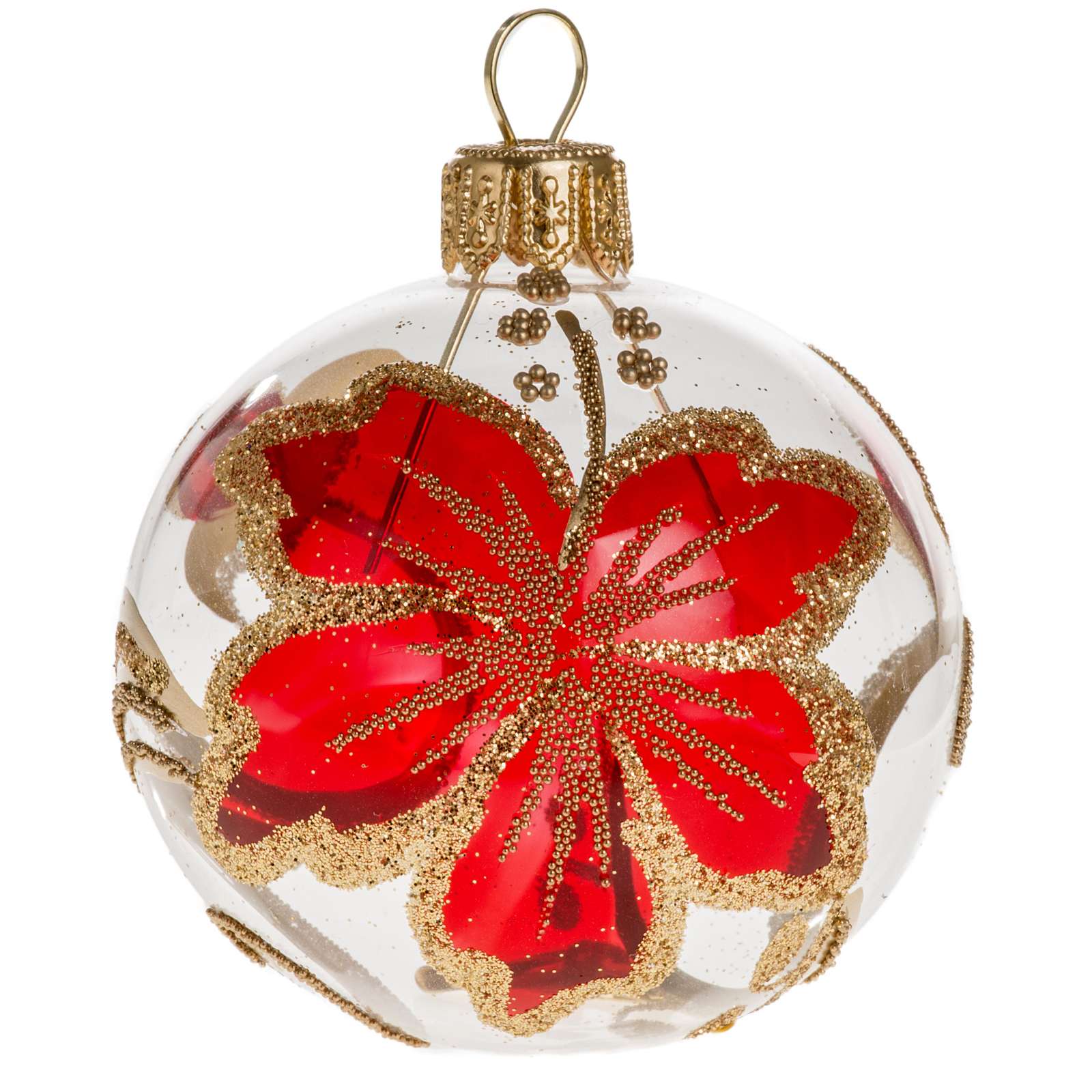 Palla Di Natale Vetro Trasparente Palla Natale vetro trasparente con decoro rosso 6 cm | vendita online