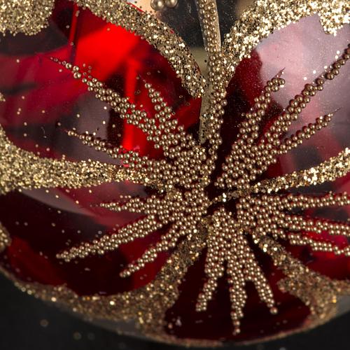 Palla Natale vetro trasparente con decoro rosso 6 cm 3