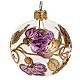 Palla Natale vetro trasparente con fiore fucsia 6 cm s1