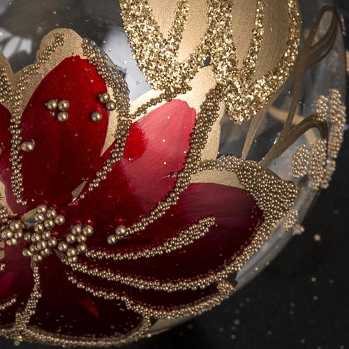 Tannenbaumkugel Glas rote und goldene Blume, 6cm 3