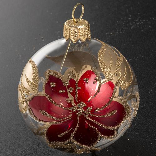 Palla Natale vetro trasparente dipinto a mano 6 cm 2